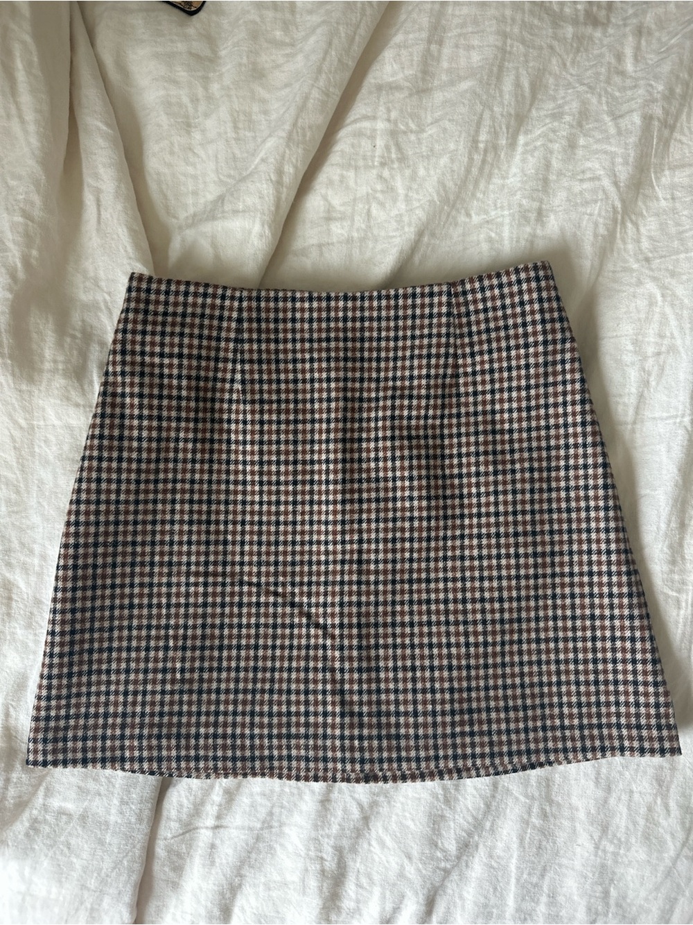Astr Checked Mini Skirt in Brown, Black and Cream